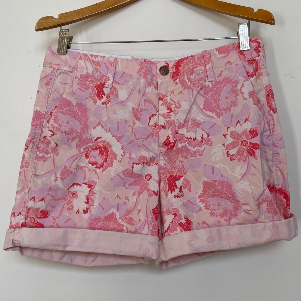 Gap floral pink cuffed jean shorts